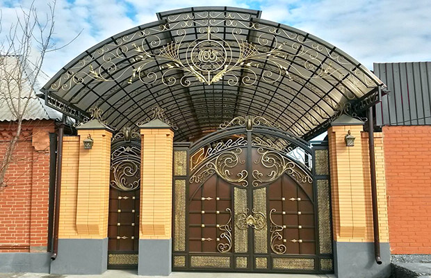 Купить или заказать ворота для дома с навесом - стильные и надежные решения для вашего участка в дзержинском от 41947 руб | Титанзабор